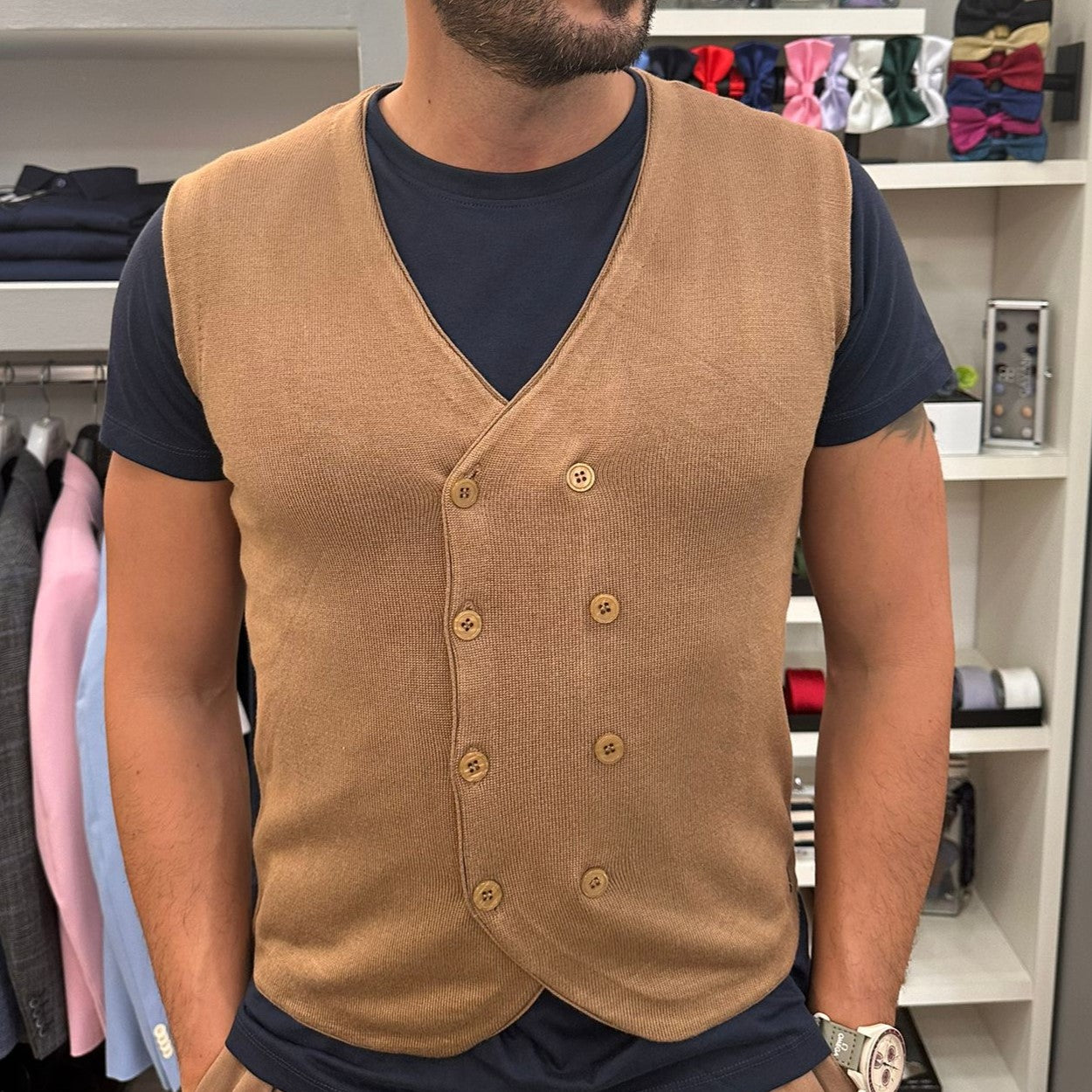 GILET DOPPIPOETTO UGF 3110 CAMEL